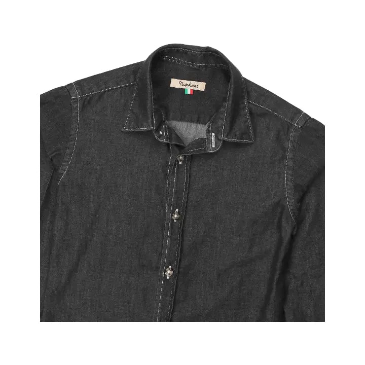 Boy L/s Italian Collar Shirt - Black NUPKEET