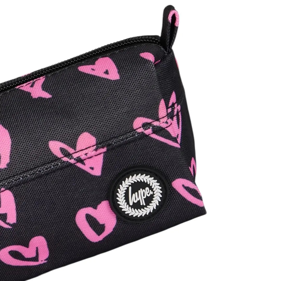 Black Pink Scribble Heart Pencil Case HYPE