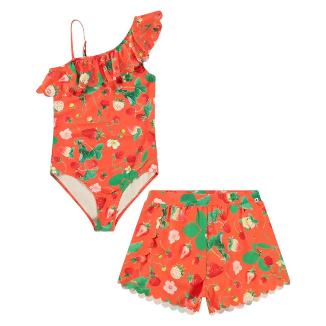 Girls Berry Bloom Swimsuit & Shorts Molo