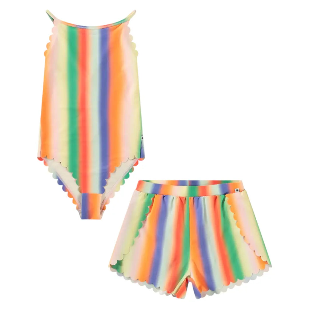 Girls Sunbeam Stripes Swimsuit & Shorts Molo