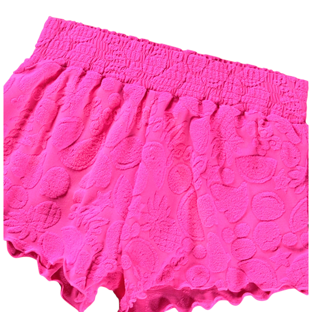 Girls Tropical Fruit Terry Swimsuit & Shorts Set