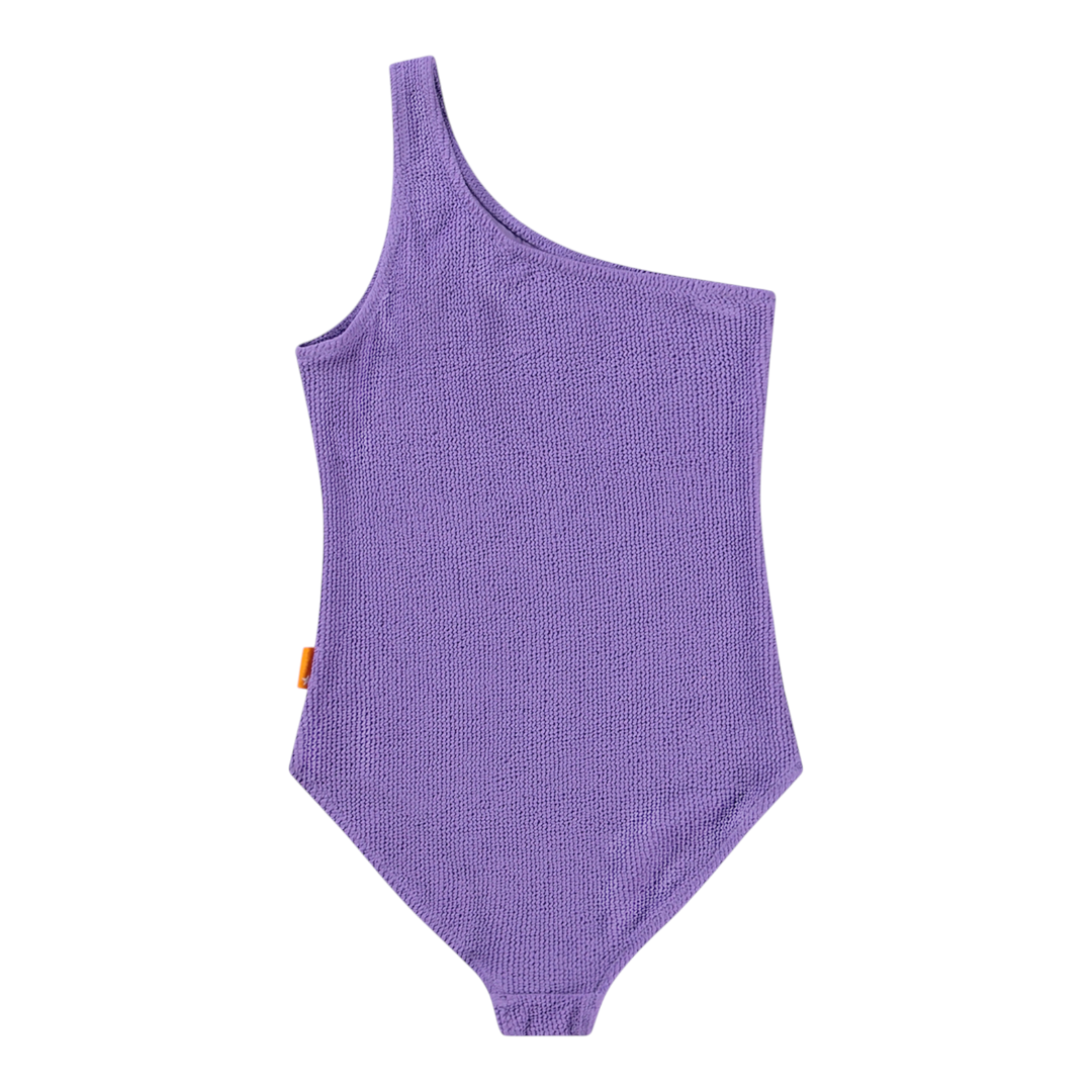 Girls One-Shoulder Purple Glo Swimsuit