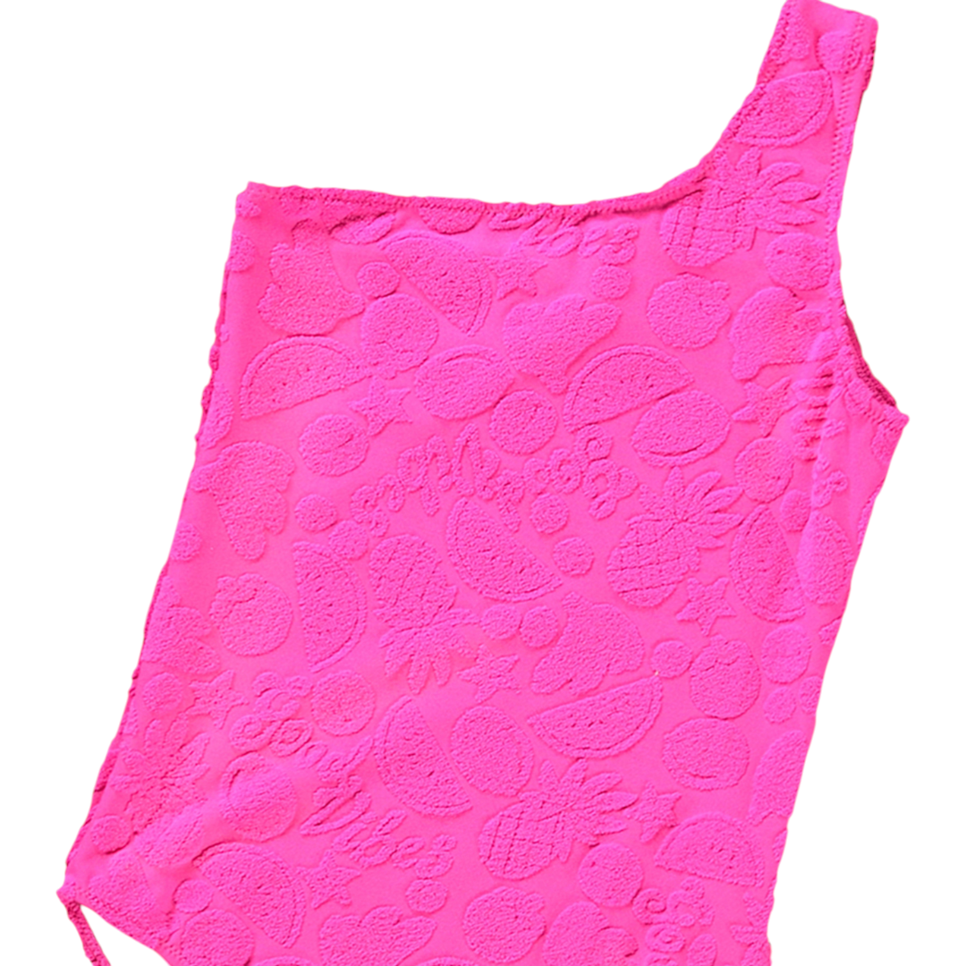 Girls Tropical Fruit Terry Swimsuit & Shorts Set