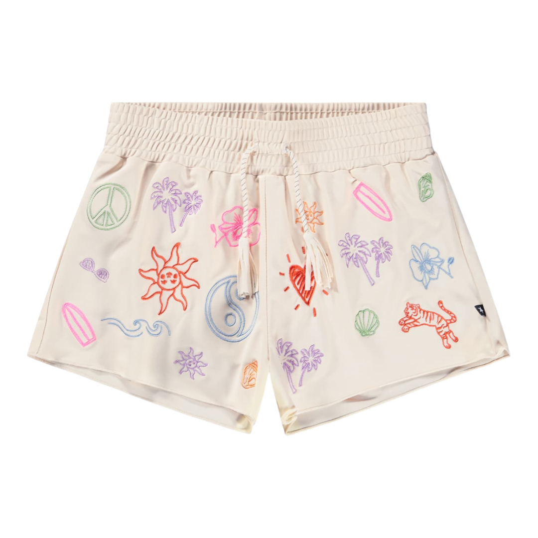 Girls Doodles Embroidered Swimsuit & Trunks Set