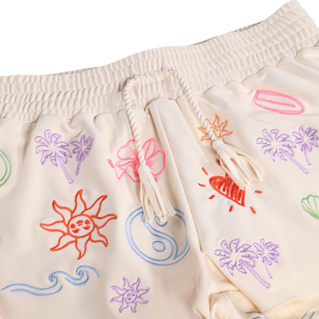 Girls Doodles Embroidered Swimsuit & Trunks Set