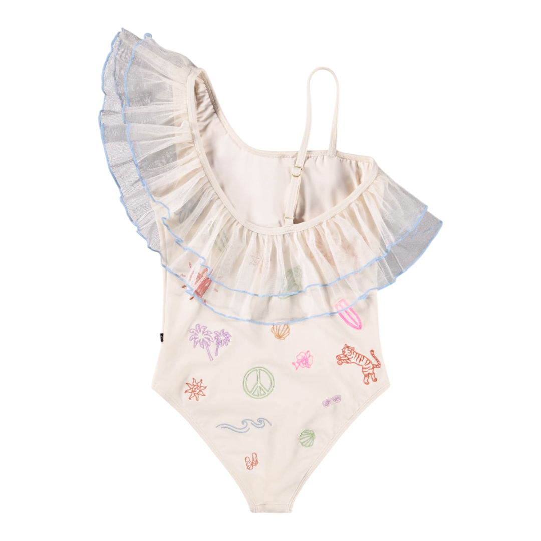 Girls Doodles Embroidered Swimsuit & Trunks Set