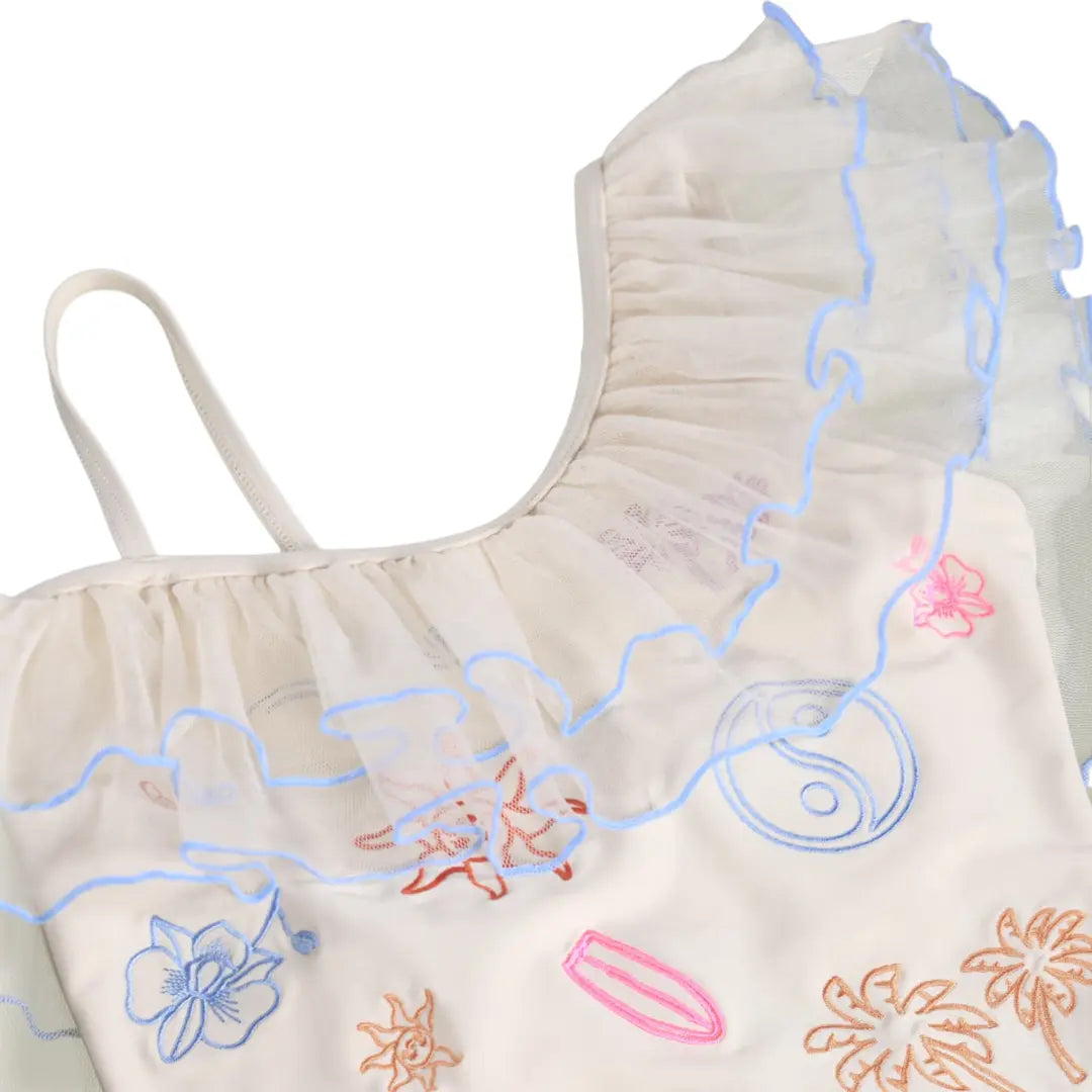 Girls Doodles Embroidered Swimsuit & Trunks Set Molo