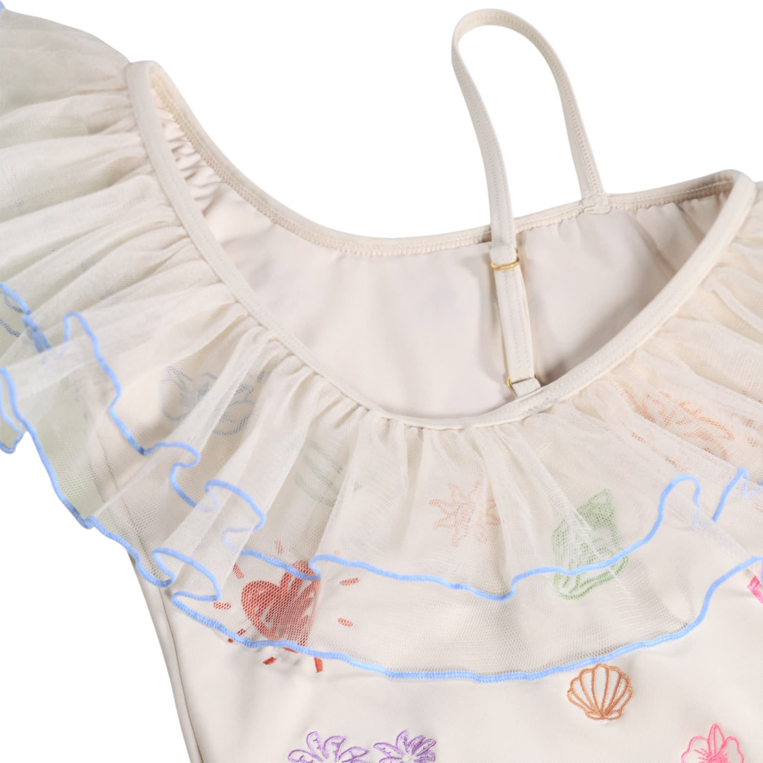 Girls Doodles Embroidered Swimsuit & Trunks Set