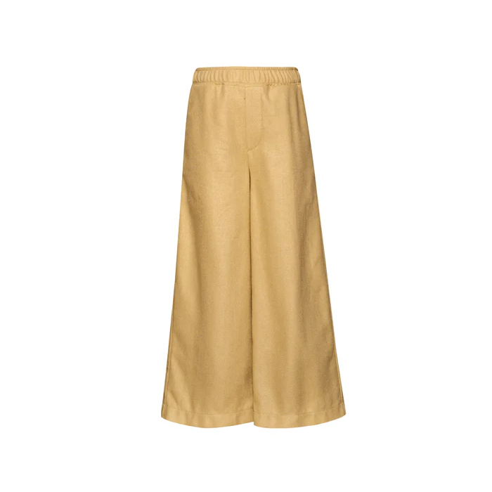 100% Linen Wide Trousers - Beige