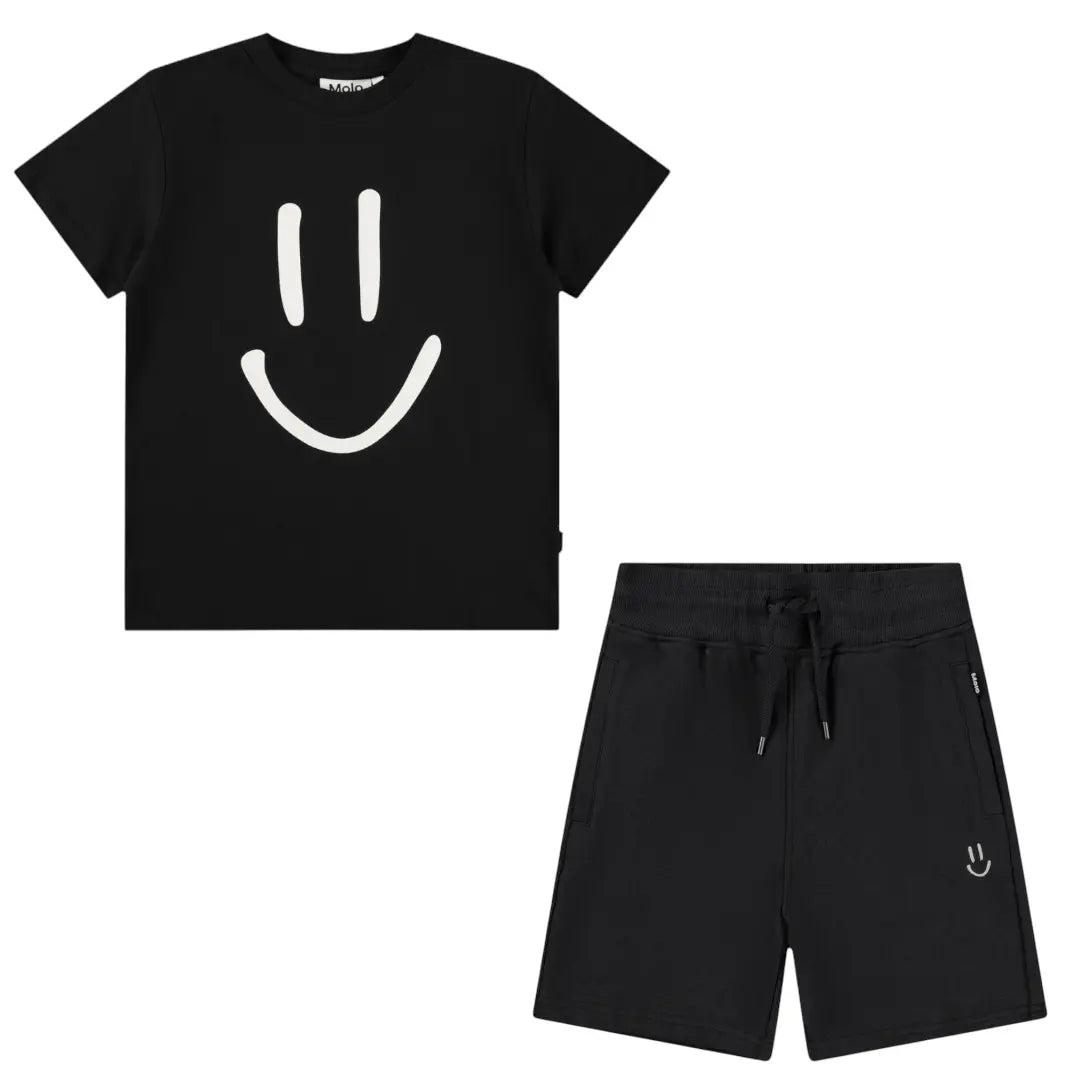Boys Black Organic Cotton T-Shirt & Shorts Set Molo