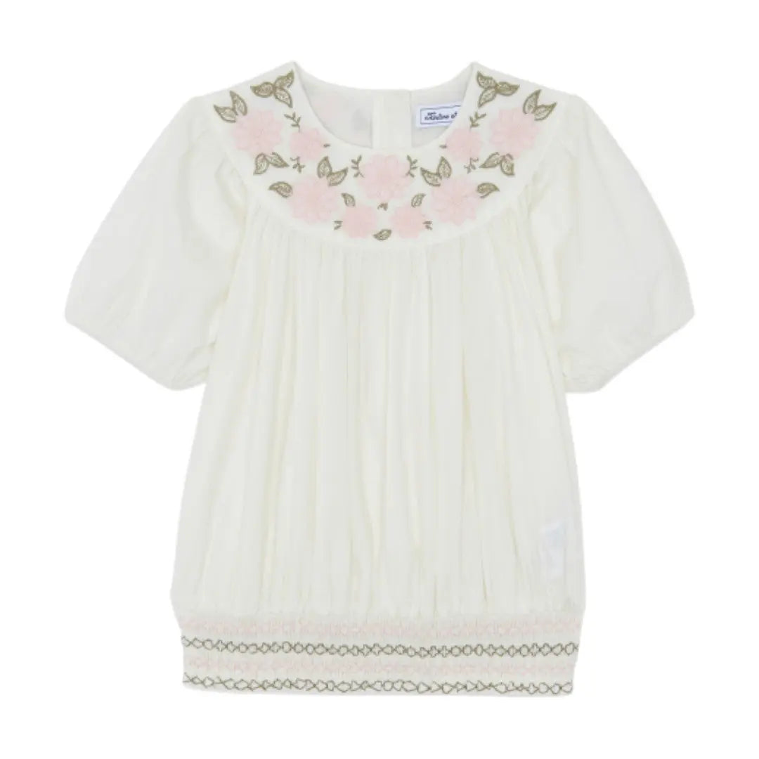 Girls Hand Embroidered Top & 100% Linen Embroidery Trousers TARTINE ET CHOCOLAT