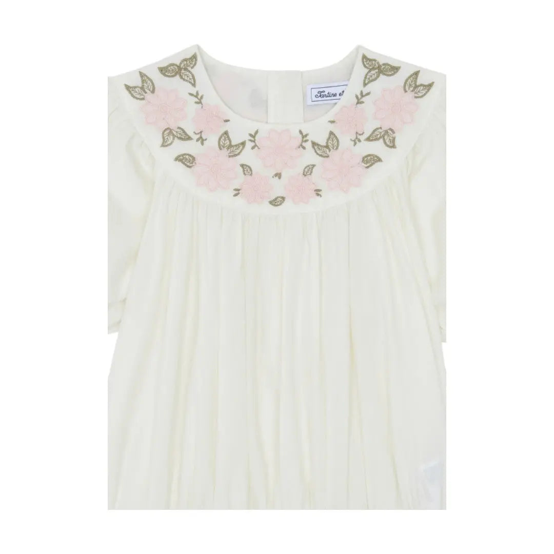 Girls Hand Embroidered Top & 100% Linen Embroidery Trousers TARTINE ET CHOCOLAT