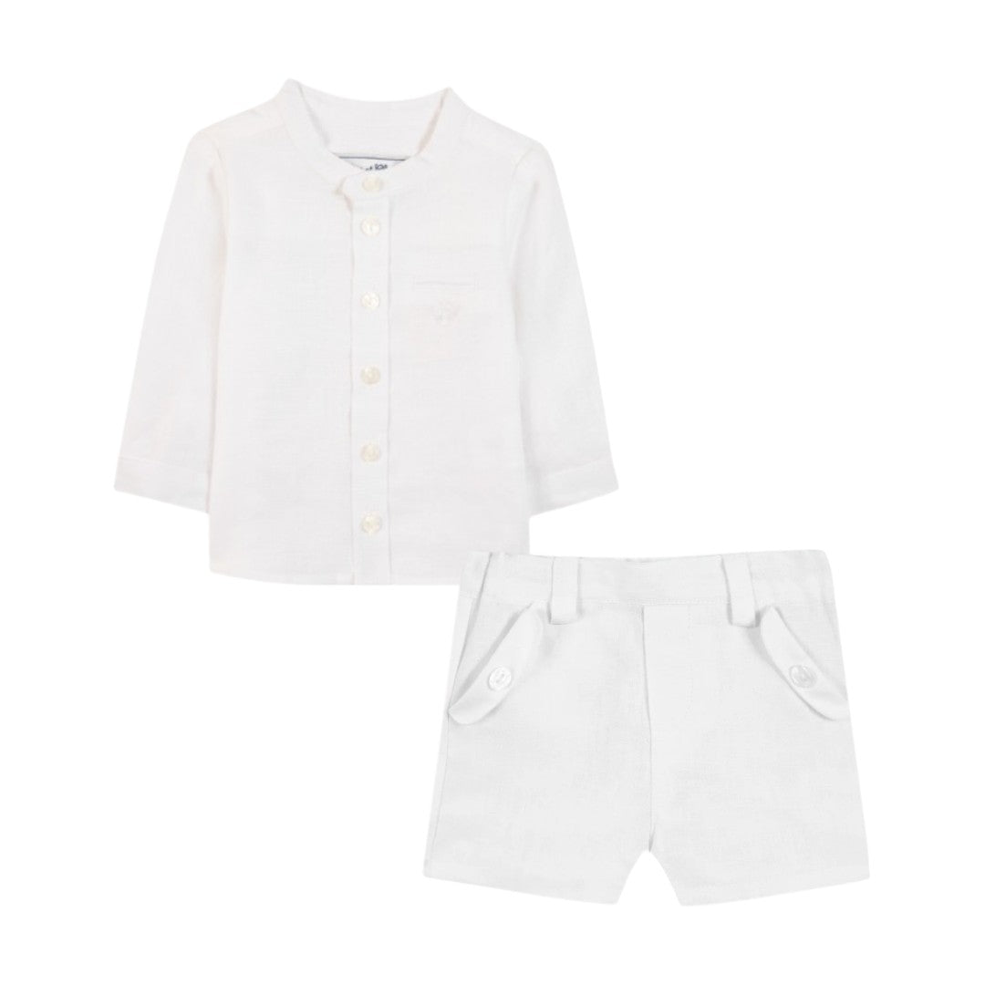 100% White Linen Baby Shirt & Shorts