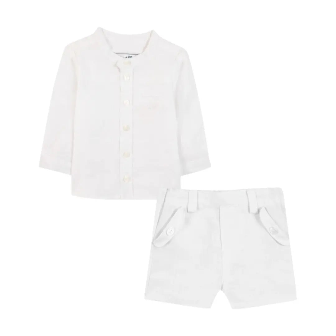 100% White Linen Baby Shirt & Shorts TARTINE ET CHOCOLAT