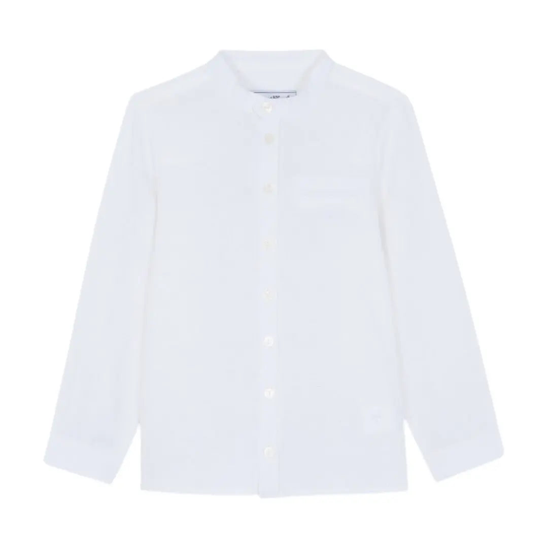 100% White Linen Chinese Collar Shirt & White Shorts TARTINE ET CHOCOLAT