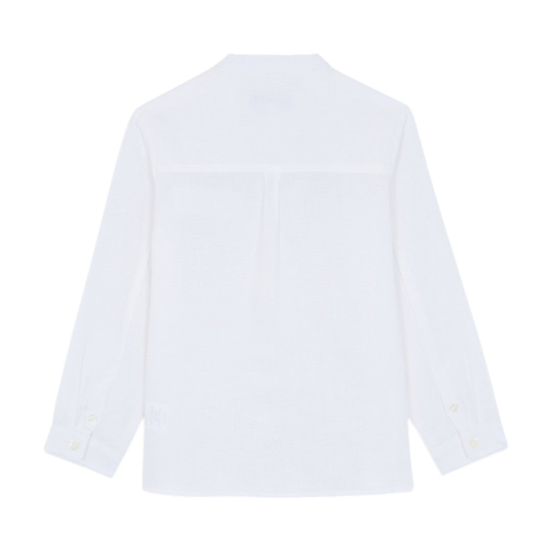 100% White Linen Chinese Collar Shirt & Sky Blue Shorts