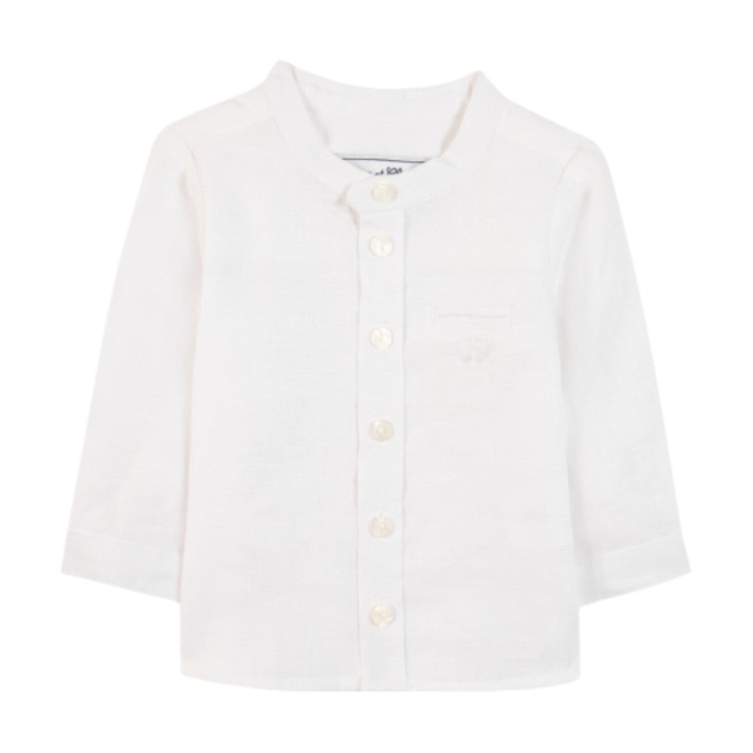 100% White Linen Baby Shirt & Green Shorts