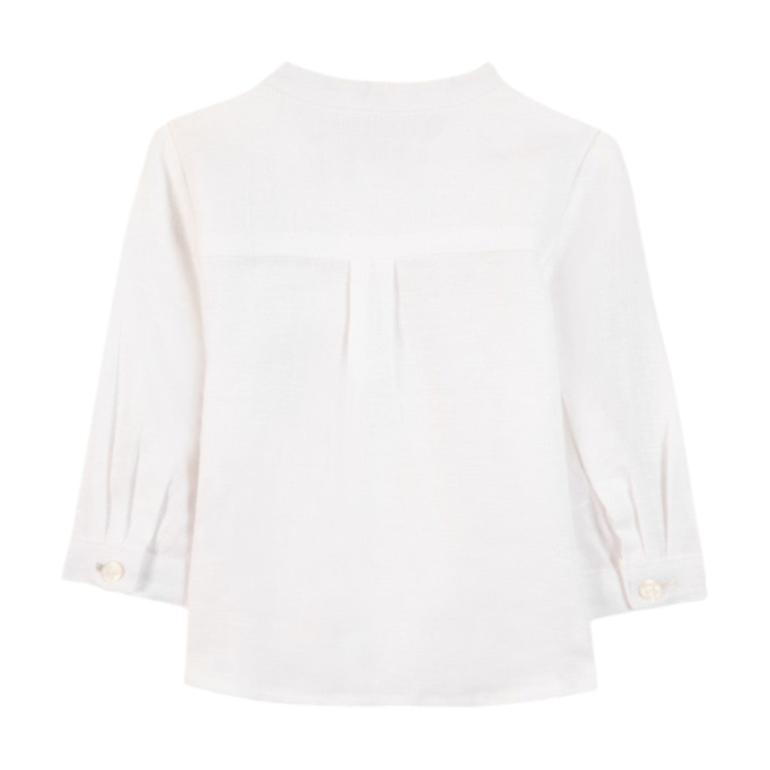 100% White Linen Baby Shirt & Green Shorts