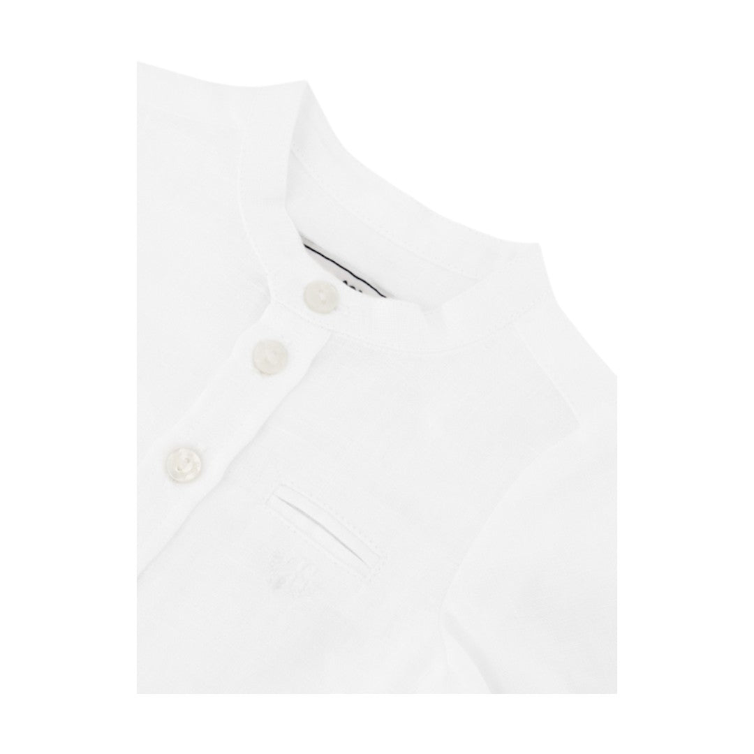 100% White Linen Baby Shirt & Green Shorts