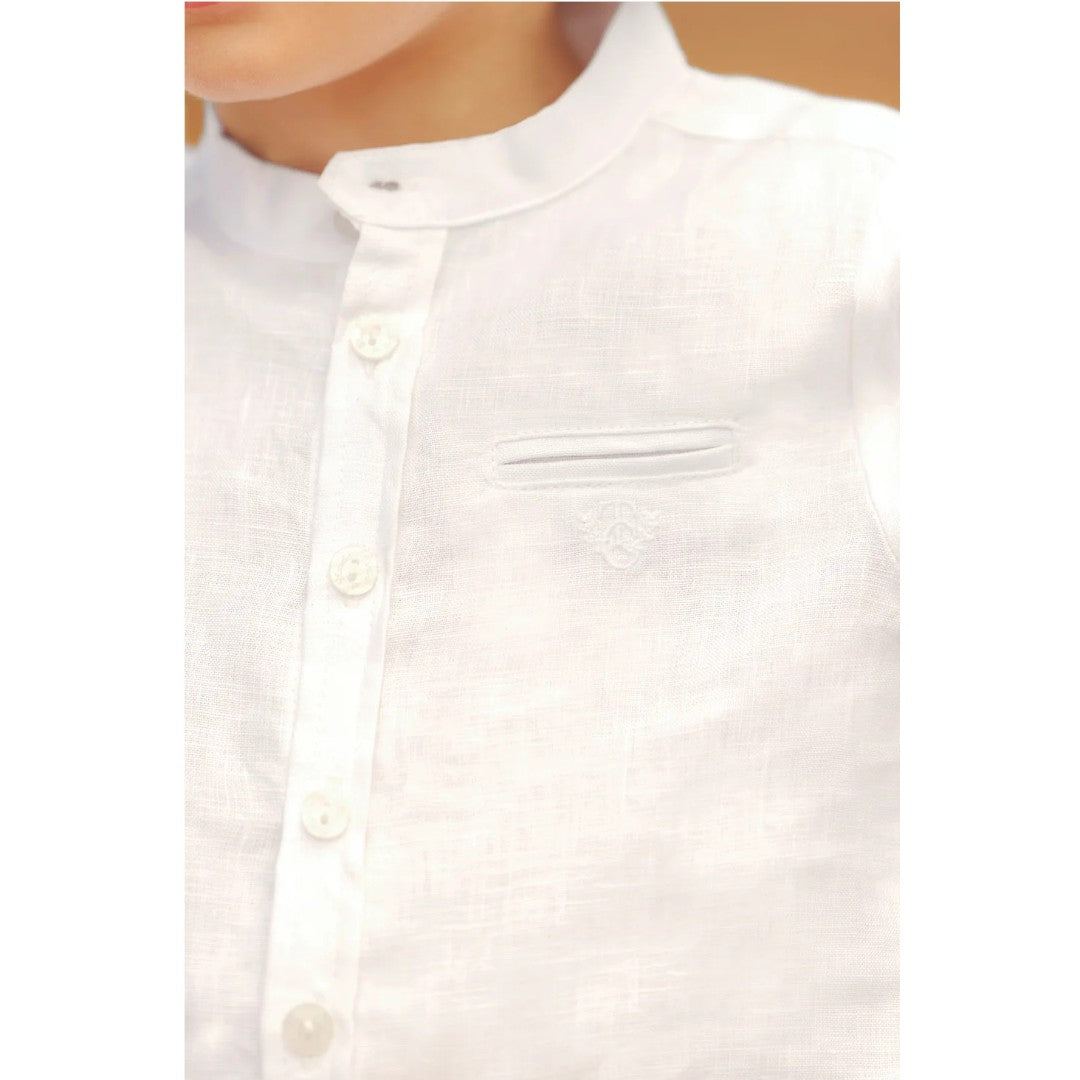 100% White Linen Baby Shirt & Sky Blue Shorts