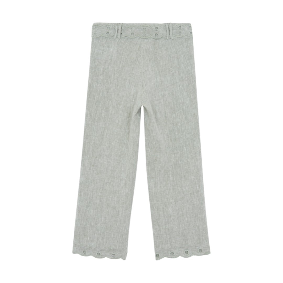 Girls Hand Embroidered Top & 100% Linen Embroidery Trousers