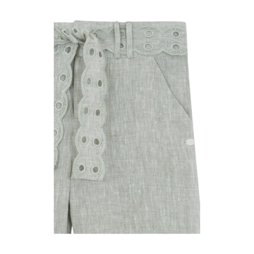 Girls Hand Embroidered Top & 100% Linen Embroidery Trousers