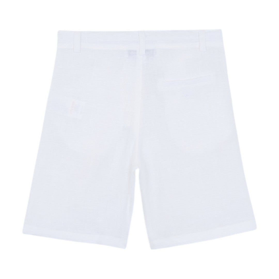 100% White Linen Chinese Collar Shirt & White Shorts