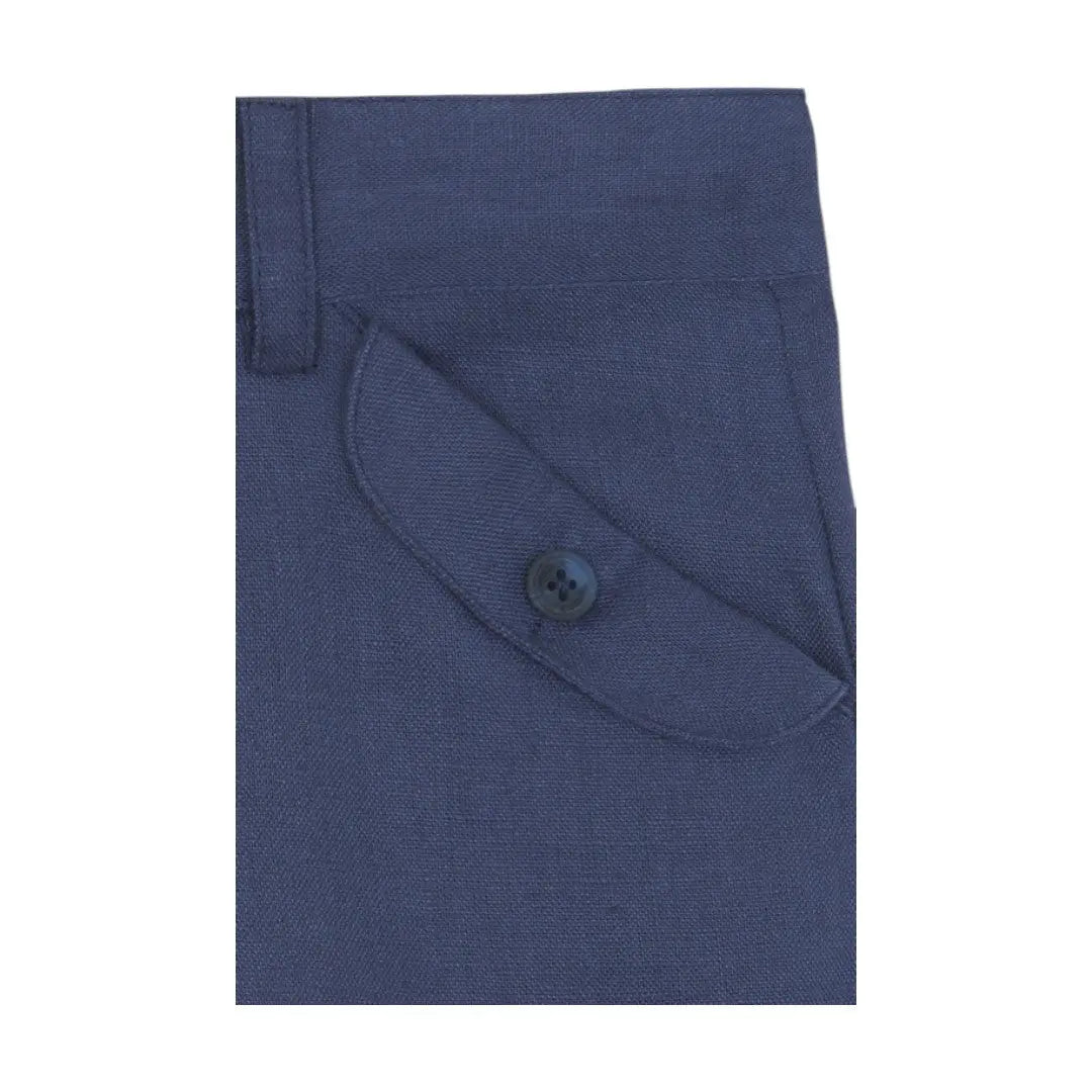 100% White Linen Chinese Collar Shirt & Navy Shorts TARTINE ET CHOCOLAT