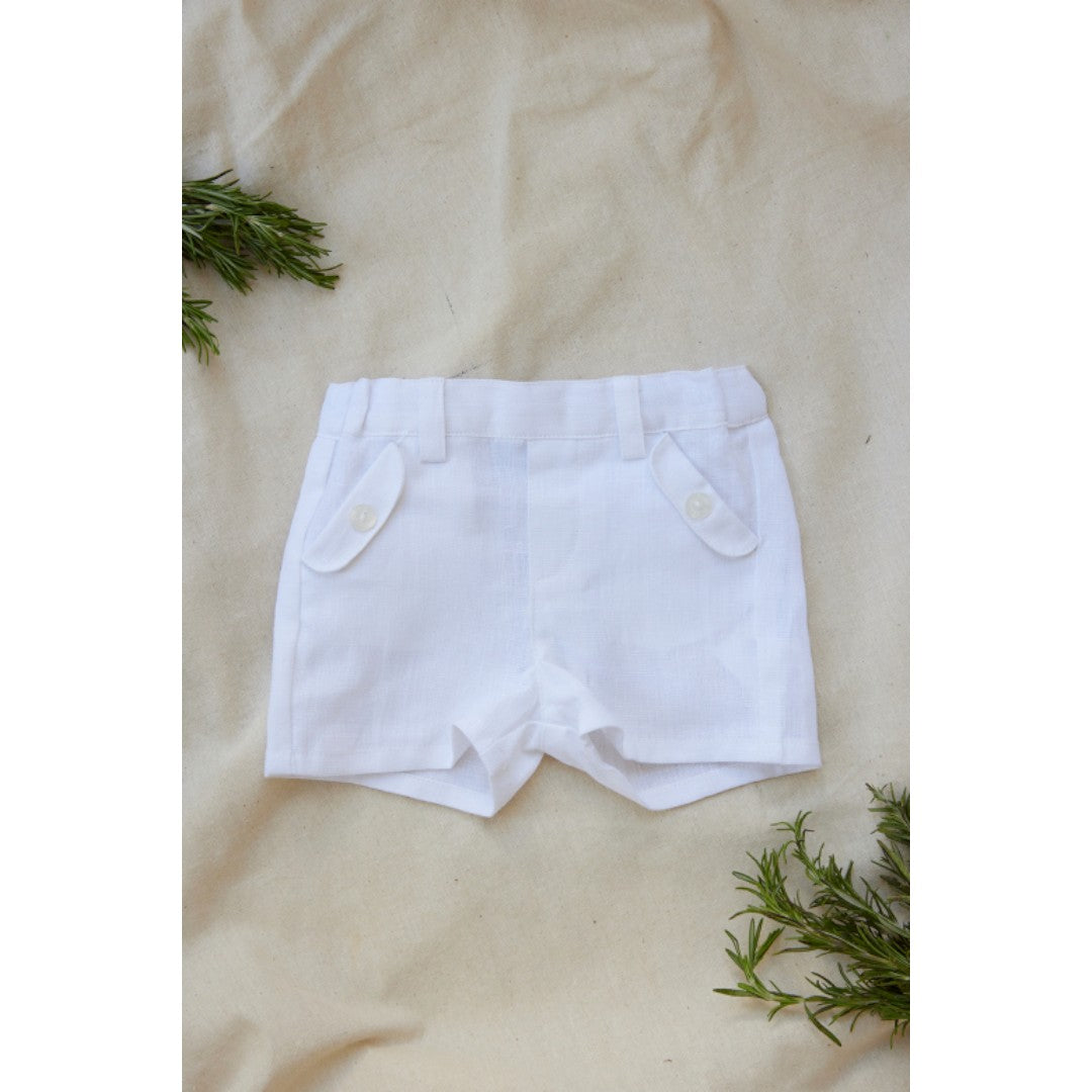 100% White Linen Baby Shirt & Shorts