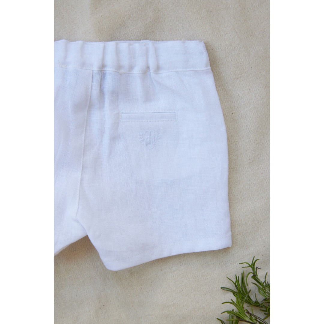 100% White Linen Baby Shirt & Shorts