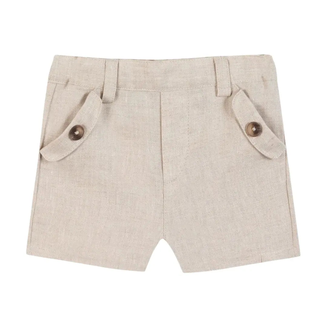 100% White Linen Baby Shirt & Beige Shorts TARTINE ET CHOCOLAT