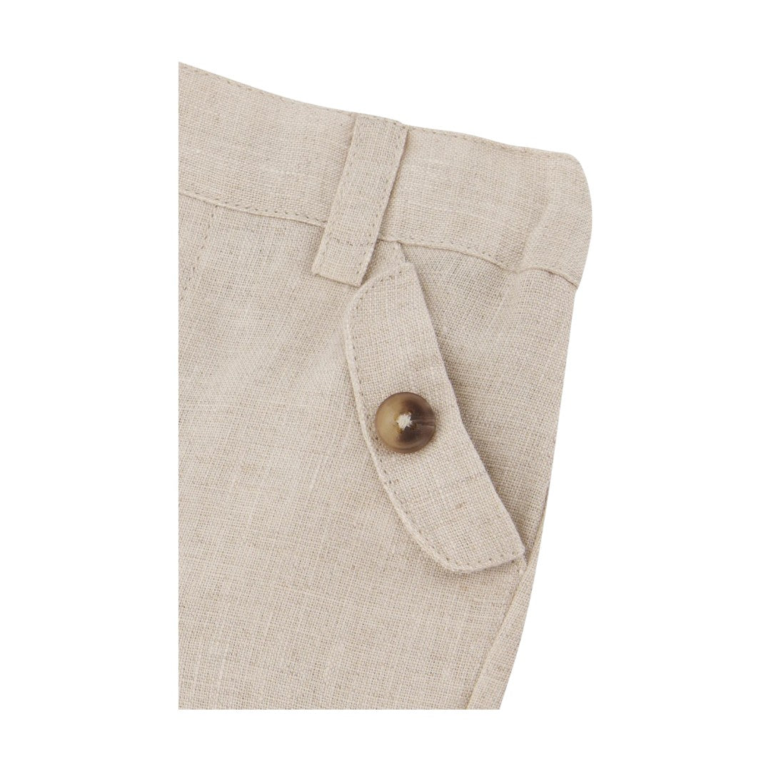 100% White Linen Baby Shirt & Beige Shorts