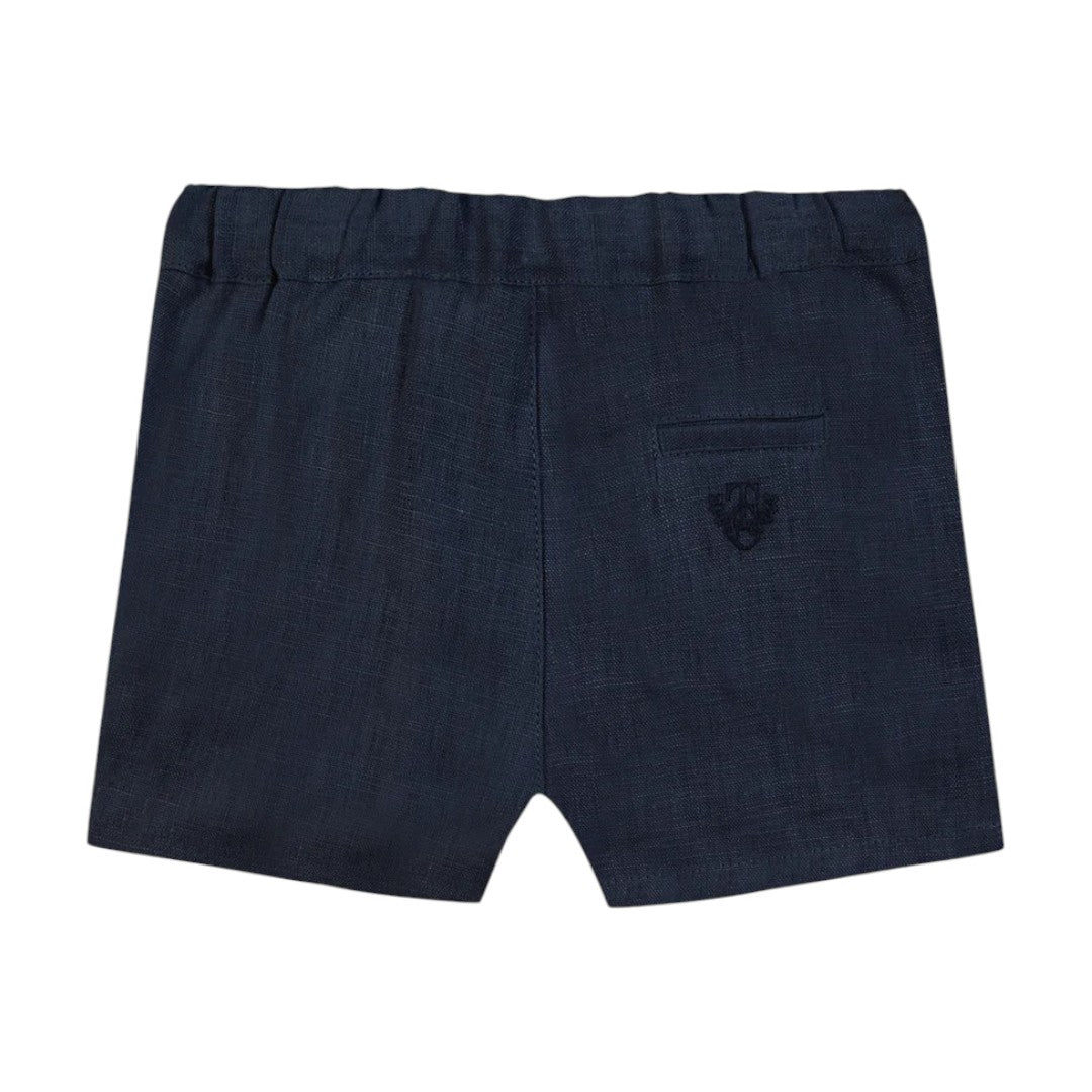 100% White Linen Baby Shirt & Navy Shorts