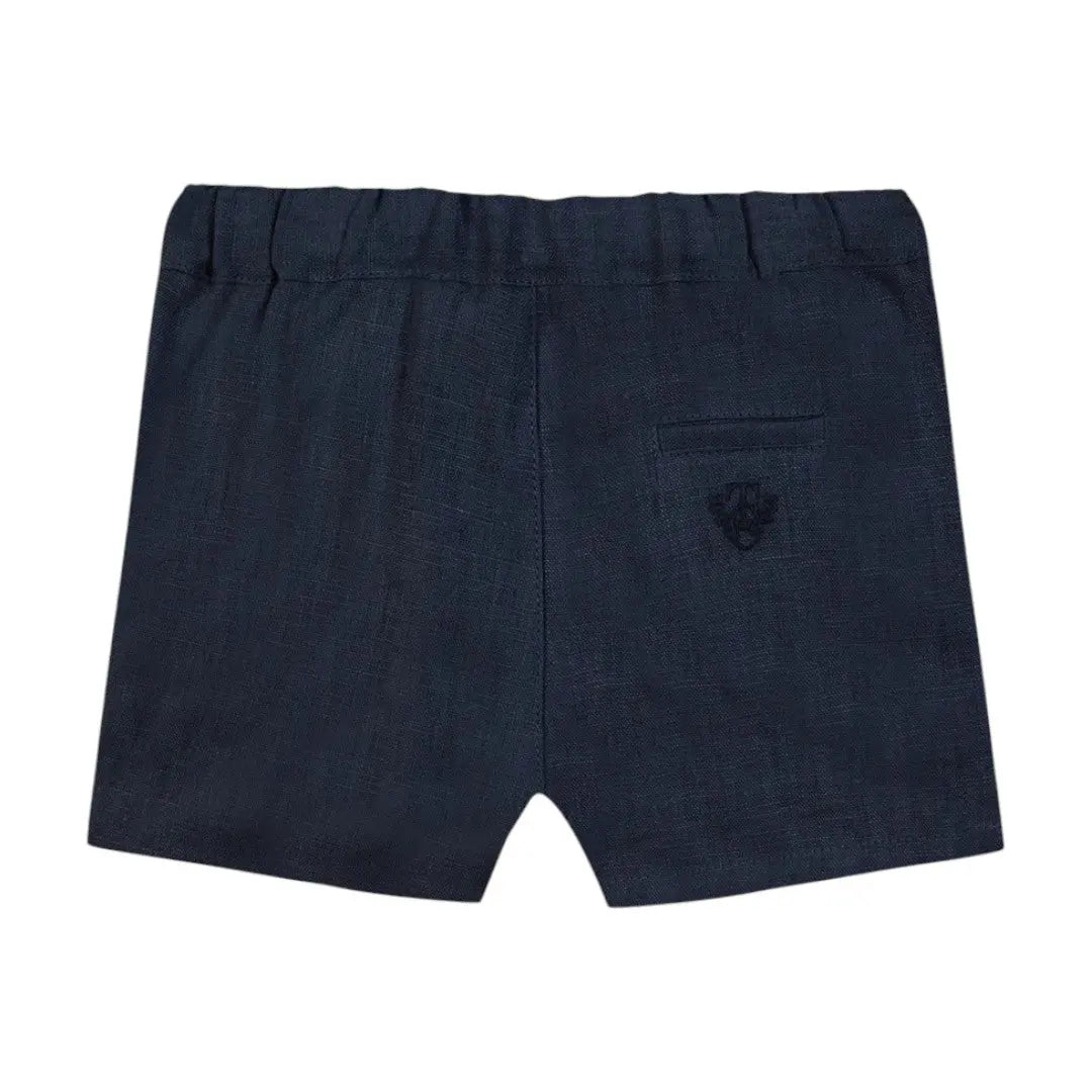 100% White Linen Baby Shirt & Navy Shorts TARTINE ET CHOCOLAT