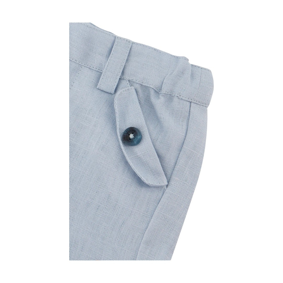 100% White Linen Baby Shirt & Sky Blue Shorts