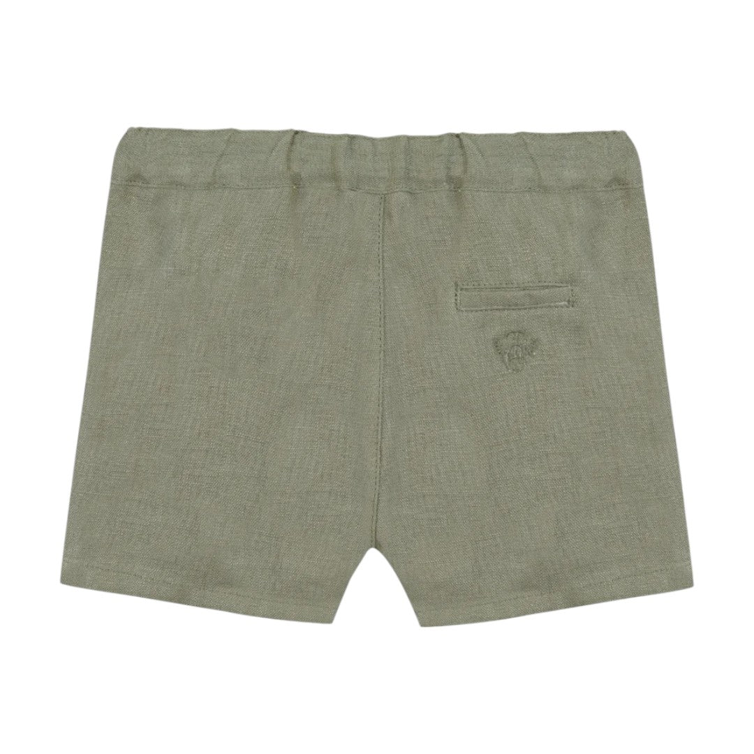 100% White Linen Baby Shirt & Green Shorts