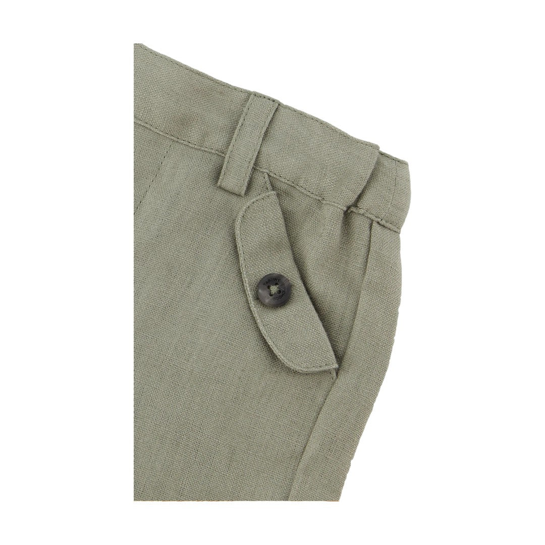 100% White Linen Baby Shirt & Green Shorts