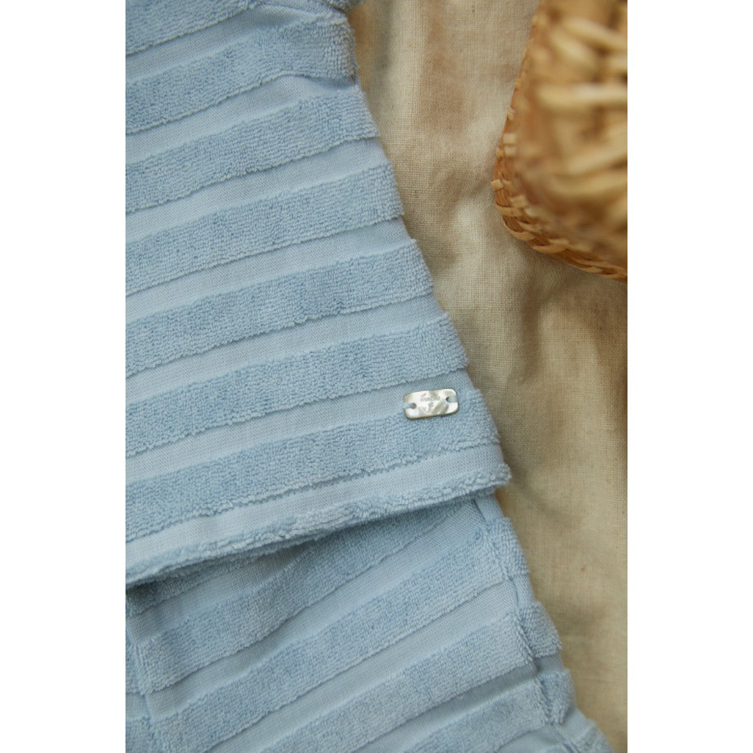Baby Terry Stripes Shorts Set - Sky Blue