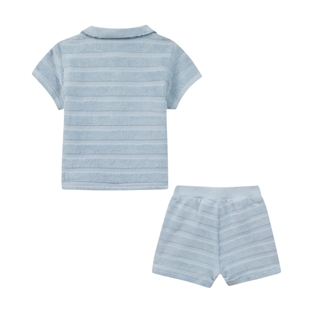 Baby Terry Stripes Shorts Set - Sky Blue