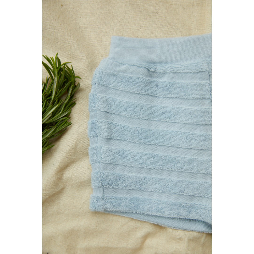 Baby Terry Stripes Shorts Set - Sky Blue