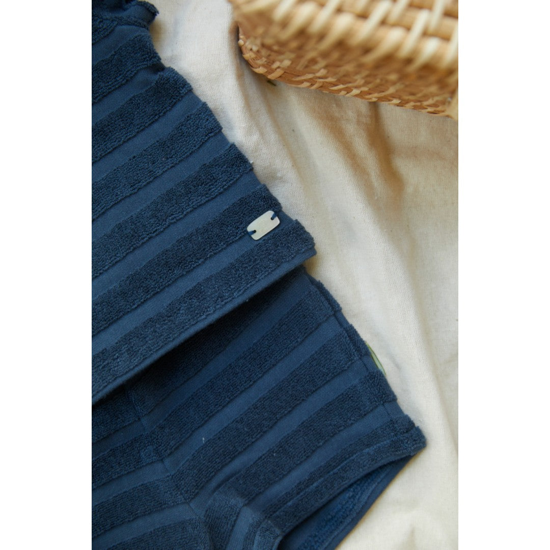 Baby Terry Stripes Shorts Set - Navy