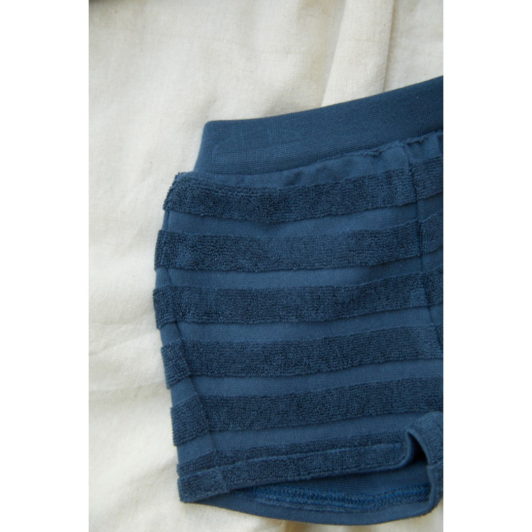 Baby Terry Stripes Shorts Set - Navy