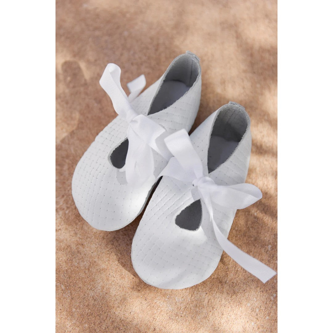 White Knot Leather Baby Ballerina