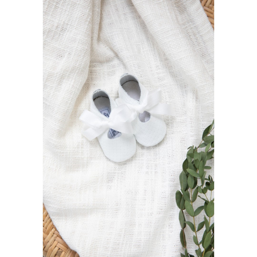 White Knot Leather Baby Ballerina