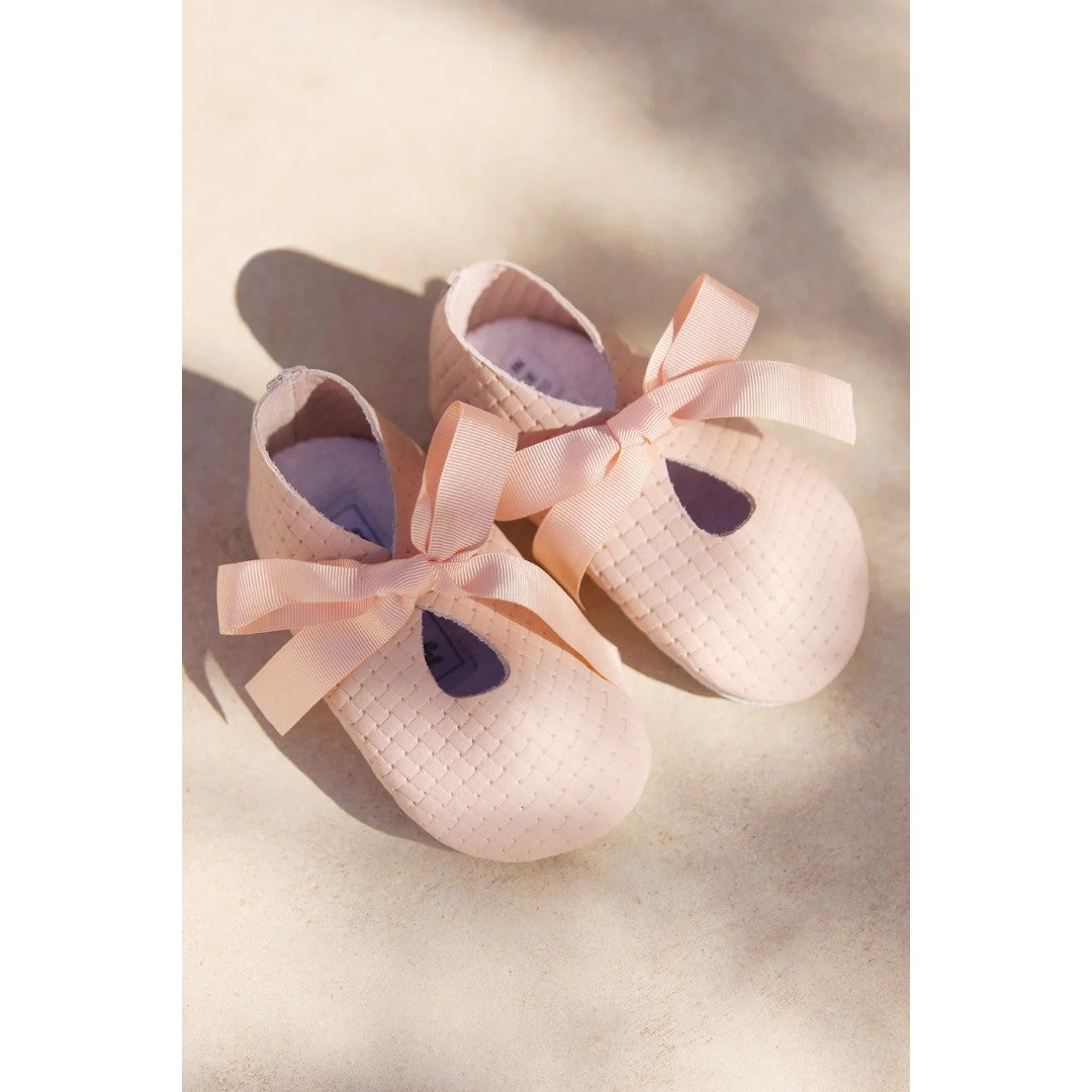 Salmon Pink Knot Baby Leather Ballerina