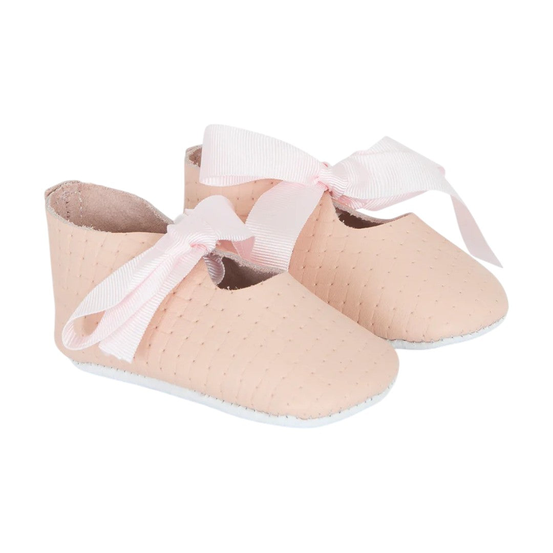 Salmon Pink Knot Baby Leather Ballerina
