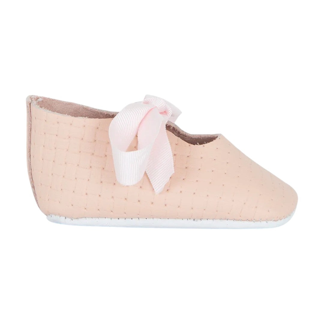 Salmon Pink Knot Baby Leather Ballerina