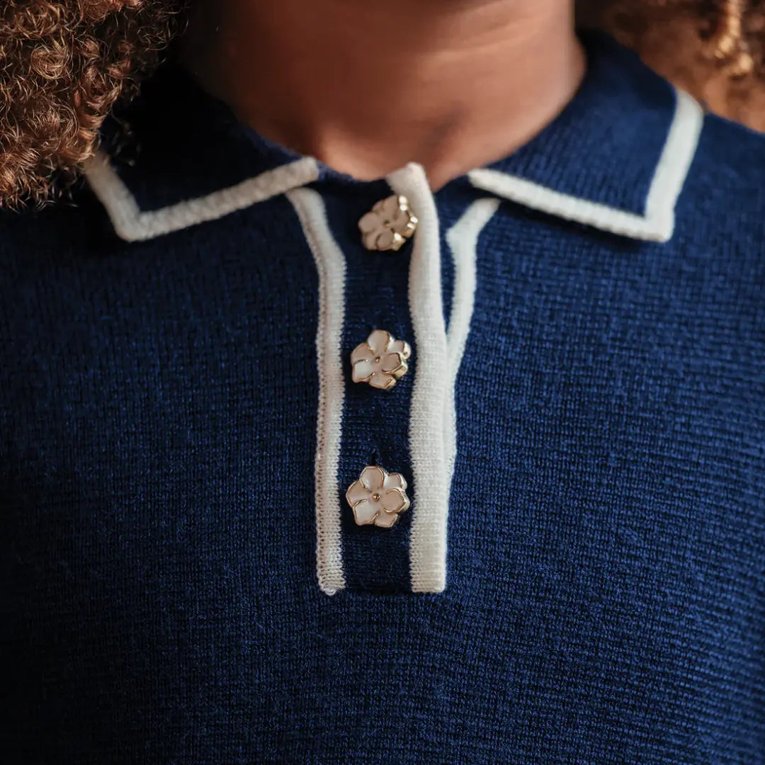 Classic Navy Pleat Dress TARTINE ET CHOCOLAT