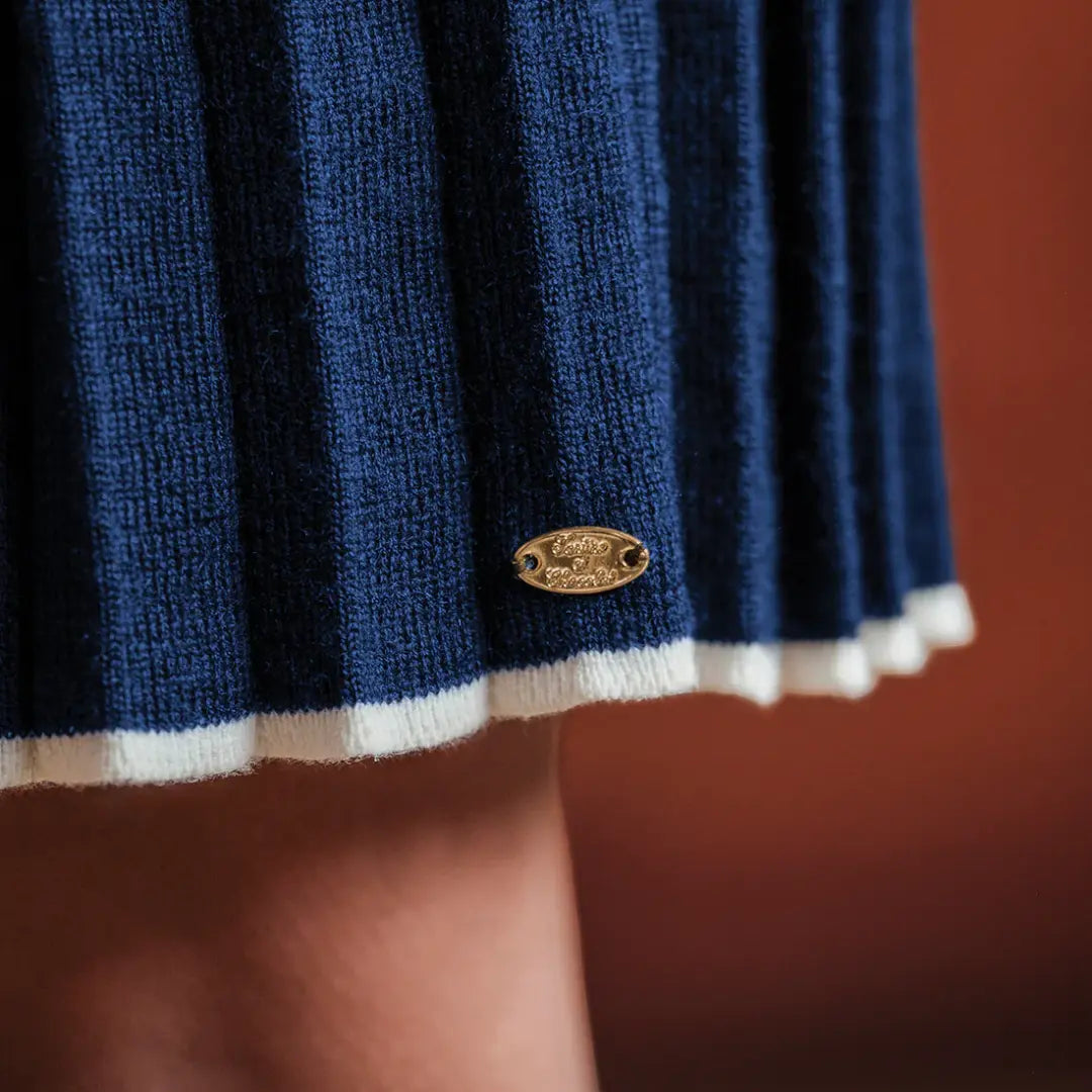 Classic Navy Pleat Dress TARTINE ET CHOCOLAT