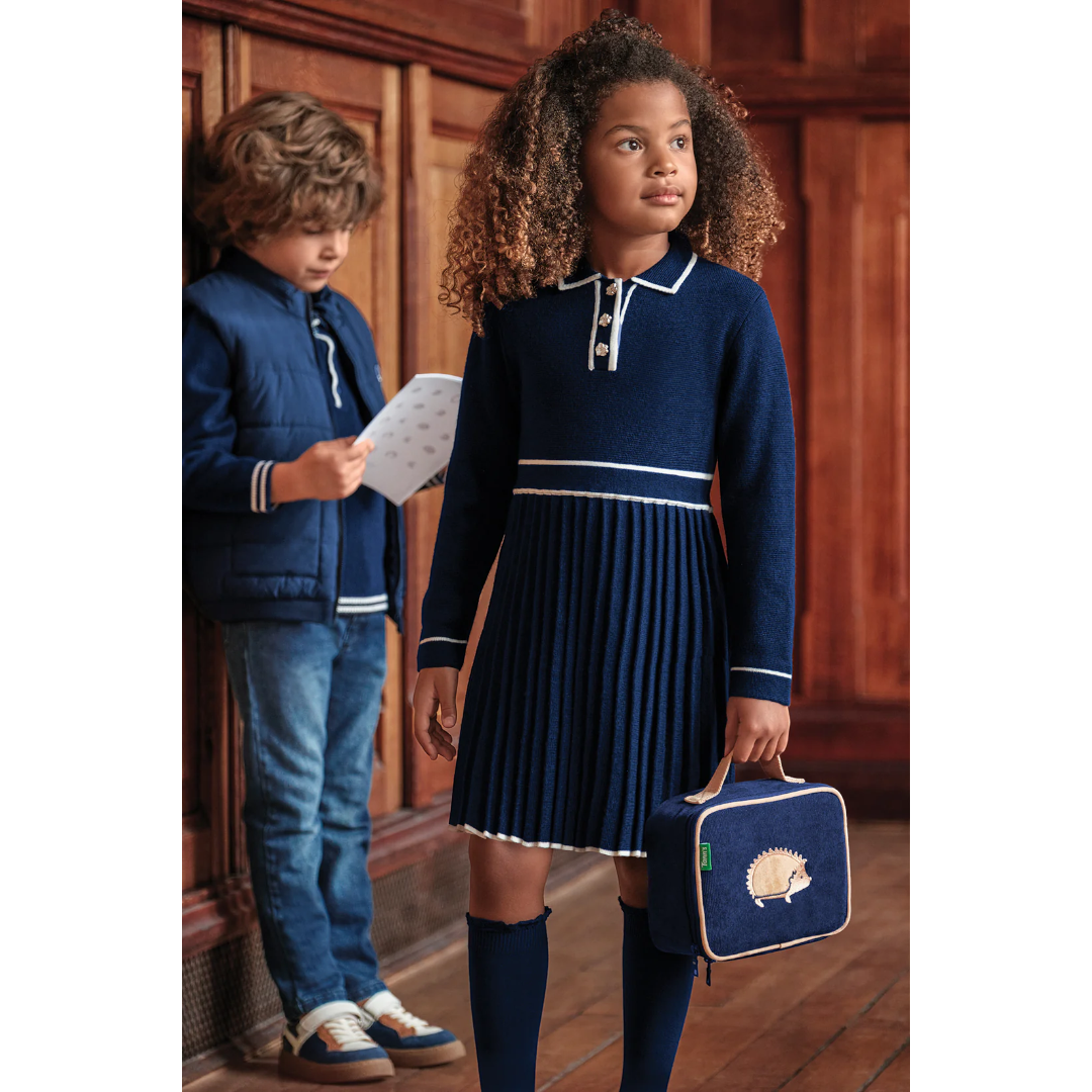 Classic Navy Pleat Dress